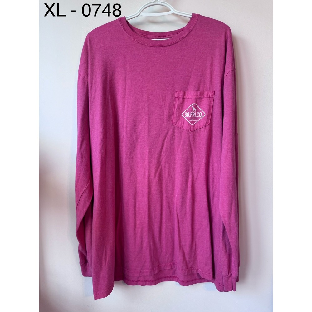 Southern Fried Cotton Mens XL Long Sleeve Pocket T-Shirt Pink Graphic SOFRICO